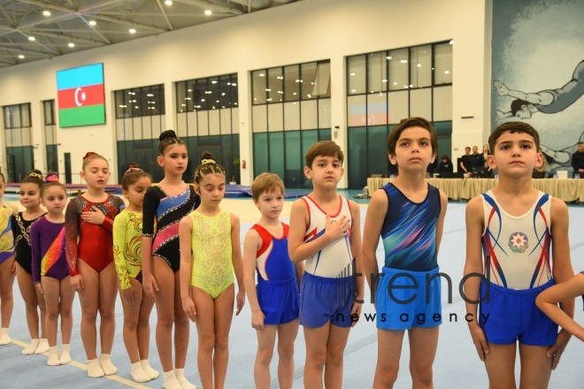Milli Gimnastika Arenasında batut gimnastikası tamblinq üzrə ölkə çempionatı və Bakı birinciliyi start götürüb Azərbaycan Bakı 14 Fevral 2025      
